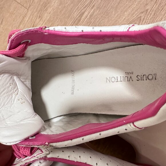 Authentic Louis Vuitton kids leather shoes sneakers white x pink - Picture 2 of 6